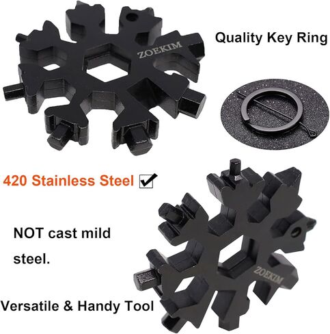 18 في 1 أداة متعددة الاستخدامات لندفة الثلج، سلسلة مفاتيح متعددة المهام مصنوعة من الفولاذ المقاوم للصدأ، فتاحة زجاجات مركبة، أداة مذهلة in Kuwait