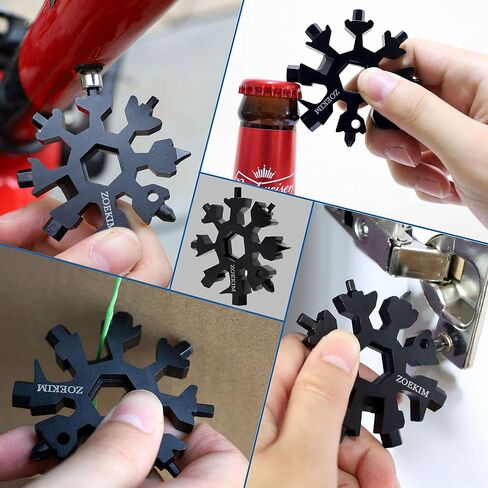 18 في 1 أداة متعددة الاستخدامات لندفة الثلج، سلسلة مفاتيح متعددة المهام مصنوعة من الفولاذ المقاوم للصدأ، فتاحة زجاجات مركبة، أداة مذهلة in Kuwait