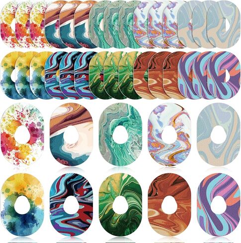 Adhesive Patch Compatible with Dexcom G6 CGM Tape Breathable Adhesive Patches Pre Cut Adhesive Tape Stickers Sensor Covers (10 Swirl Styles)(30 Pack) in Saudi Arabia