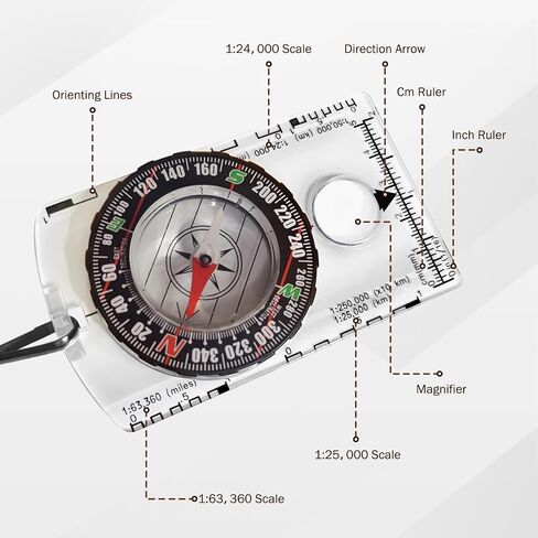 1pc Menjo Outdoors Starter Compass ideal for Boy Scouts, Girl Guides, Cubs, Brownies, or Wilderness Enthusiasts. Great for Camping, Hiking, Backpacking, Mountaineering, and Exploration in Saudi Arabia