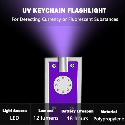 UV Keychain Flashlight, Compact Tiny Led Keychain Flashlight Set - 395nm Mini Black Lights for Currency, Scorpion Detection, Portable Illumination with Batteries (8 PCS) in Saudi Arabia