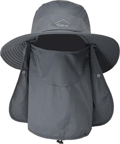 Outdoor Fishing Sun Hat for Women Men 3 in 1 Sun Protection Hat with/Face Cover & Neck Flap for Hiking Garden Medium in Saudi Arabia