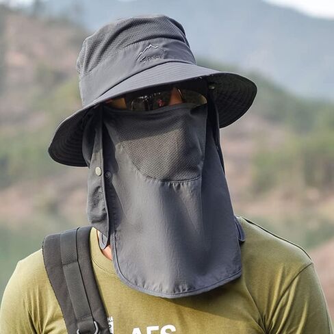Outdoor Fishing Sun Hat for Women Men 3 in 1 Sun Protection Hat with/Face Cover & Neck Flap for Hiking Garden Medium in Saudi Arabia