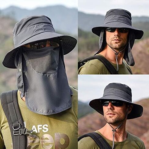 Outdoor Fishing Sun Hat for Women Men 3 in 1 Sun Protection Hat with/Face Cover & Neck Flap for Hiking Garden Medium in Saudi Arabia