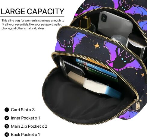 Sloth Leather Sling Bag Small Crossbody Backpack Travel Shoulder Pack Hiking chest Daypack for Women Adjustable Lightweight Outdoor Waterproof Workout in Saudi Arabia