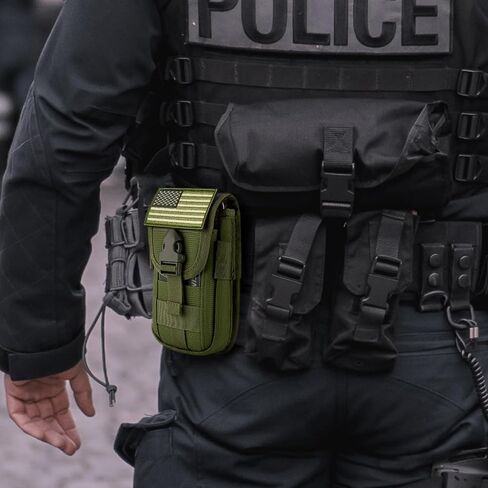 bvya Tactical Molle Phone Pouch, Smartphone Waist Belt Holster Buckle Closure EDC Utility Card Holder with Flag Patch, Compass and 1 D-ring for iPhone 15 Pro Max/14 Pro Max/13 Pro Max/12 Pro Max in Saudi Arabia