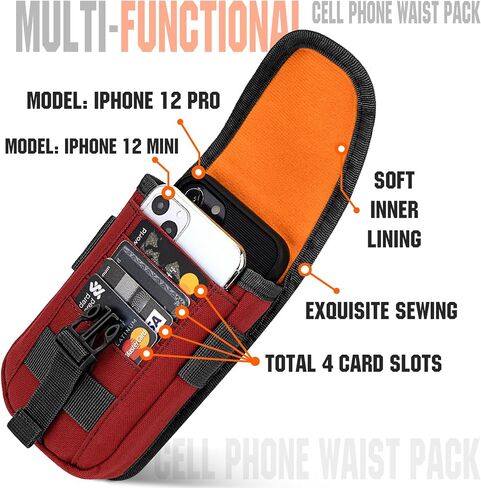 bvya Tactical Molle Phone Pouch, Smartphone Waist Belt Holster Buckle Closure EDC Utility Card Holder with Flag Patch, Compass and 1 D-ring for iPhone 15 Pro Max/14 Pro Max/13 Pro Max/12 Pro Max in Saudi Arabia