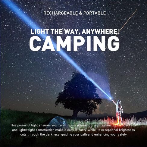 GOODSMANN Spotlight Rechargeable LED Spot Light Flashlight 1000 Lumen Waterproof Handheld Lights Portable Spotlight Rechargeable with Emergency Whistle 9212-89201-01A in Saudi Arabia