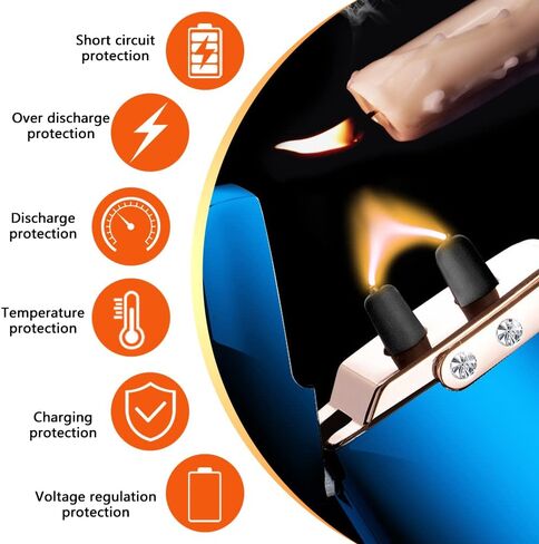 Rechargeable Lighter USB Electric Lighter Butane-Free Windproof Arc Cool Lighter for Men High Power Flame Plasma Lighter with Gift Box for Holiday, Birthday Gift for Men and Women (Blue) in Saudi Arabia