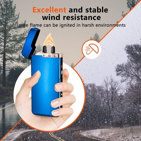 Rechargeable Lighter USB Electric Lighter Butane-Free Windproof Arc Cool Lighter for Men High Power Flame Plasma Lighter with Gift Box for Holiday, Birthday Gift for Men and Women (Blue) in Saudi Arabia