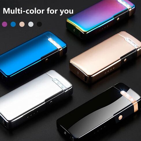 Rechargeable Lighter USB Electric Lighter Butane-Free Windproof Arc Cool Lighter for Men High Power Flame Plasma Lighter with Gift Box for Holiday, Birthday Gift for Men and Women (Blue) in Saudi Arabia
