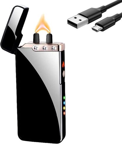Rechargeable Lighter USB Electric Lighter Butane-Free Windproof Arc Cool Lighter for Men High Power Flame Plasma Lighter with Gift Box for Holiday, Birthday Gift for Men and Women (Blue) in Saudi Arabia