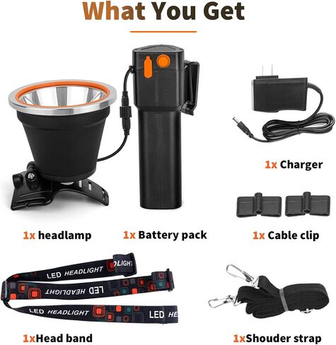 High Power LED Headlamp Separation Design Outdoor Head Lamps Waterproof&Rechargeable Long Distance Headlight for Camping Hiking FishingHunting (Yellow Light) in Saudi Arabia