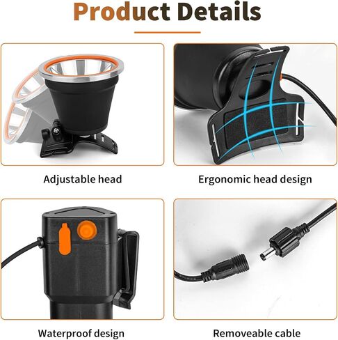 High Power LED Headlamp Separation Design Outdoor Head Lamps Waterproof&Rechargeable Long Distance Headlight for Camping Hiking FishingHunting (Yellow Light) in Saudi Arabia