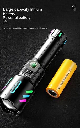 Rechargeable LED Flashlight, 2,000,000 Lumens, Tactical, 5 Modes, Zoomable, IP67 Waterproof, for Camping/Home (CarW514) in Saudi Arabia