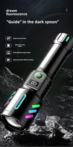 Rechargeable LED Flashlight, 2,000,000 Lumens, Tactical, 5 Modes, Zoomable, IP67 Waterproof, for Camping/Home (CarW514) in Saudi Arabia