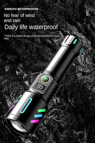 Rechargeable LED Flashlight, 2,000,000 Lumens, Tactical, 5 Modes, Zoomable, IP67 Waterproof, for Camping/Home (CarW514) in Saudi Arabia