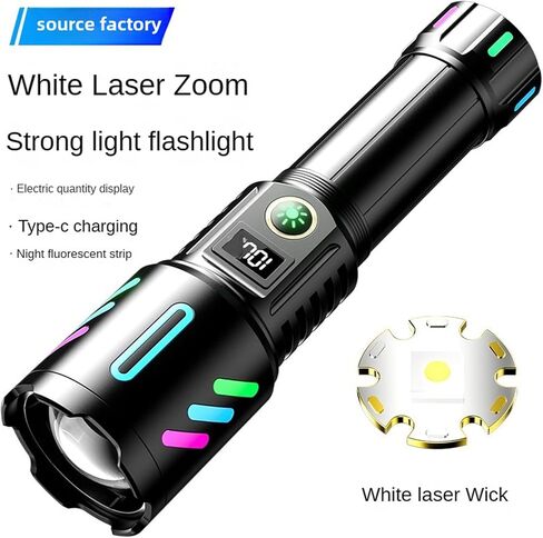 Rechargeable LED Flashlight, 2,000,000 Lumens, Tactical, 5 Modes, Zoomable, IP67 Waterproof, for Camping/Home (CarW514) in Saudi Arabia