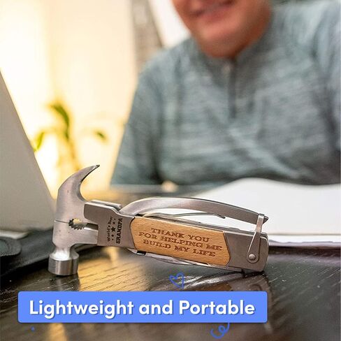 Multitool Camping Hammer for Men - Multi Purpose Gifts for Grandpa with Engraved Sentiments and Carrying Case - Stainless Steel and Pine Wood - Perfect for Camping Trips and Home Project in Saudi Arabia