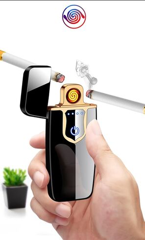 COZYLIFE Smart Electric Lighter,USB Rechargeable Lighter,Double-Sided Ignition Lighter,Ultra-Thin Touch Double Arc Sensor Lighter for Your Boyfriend, Family, Your Father (Black) in Saudi Arabia