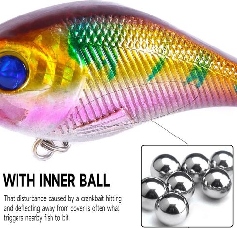 5Pcs Crankbaits Lures Kit, Crankbait Fishing Lures Kit with Treble Hooks Fishing Lures Tackle Fake Bait Kit Fishing Accessories for Bass Trout Salmon Fishing Lovers in Saudi Arabia