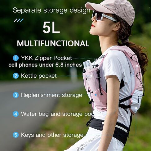 AONIJIE صدرية للجري والترطيب على ظهره 5L ماراثون سباق الدراجات والمشي لمسافات طويلة وتسلق درب الجري أساسيات للنساء والرجال in Kuwait
