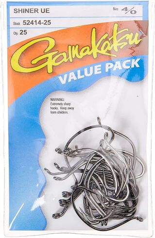 Gamakatsu Shiner Hook Straight Eye (25-Pack), NS Black, Size 4 in Saudi Arabia
