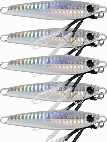 5 Pack - Slow Pitch Jigs 40g - Flat Fall Vertical Jig - Freshwater Saltwater Jig - Metal Fishing Spoon - Heavy Bait Lure- Vertical Jigging Bait in Saudi Arabia