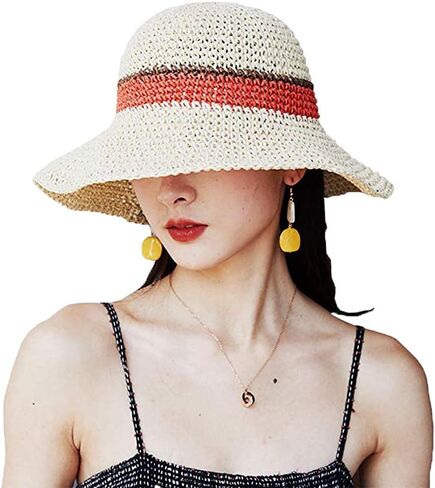 WITERY Sun Hat Floppy Straw Hat Wide Brim Foldable Bucket Summer Beach Visor Hat for Girls Women in Saudi Arabia