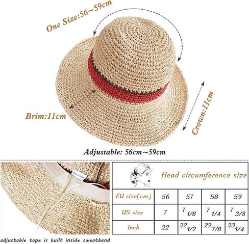 WITERY Sun Hat Floppy Straw Hat Wide Brim Foldable Bucket Summer Beach Visor Hat for Girls Women in Saudi Arabia