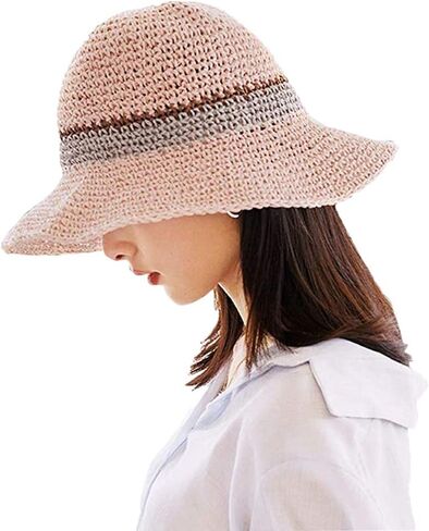 WITERY Sun Hat Floppy Straw Hat Wide Brim Foldable Bucket Summer Beach Visor Hat for Girls Women in Saudi Arabia