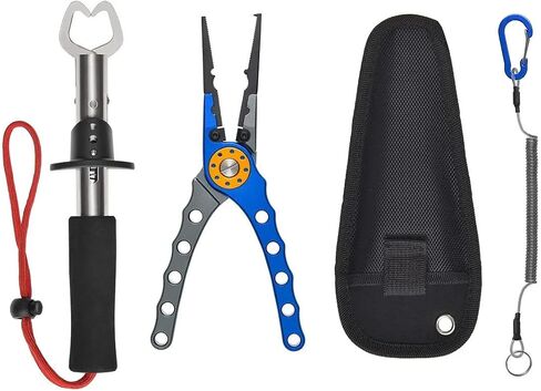Monoprice Stainless Steel Fishing Pliers, Corrosion Resistant, Multipurpose Fish Pliers, Hook Remover, with Fish Lip Gripper, Lanyard, and Carrying Case - Pure Outdoor Collection in Saudi Arabia