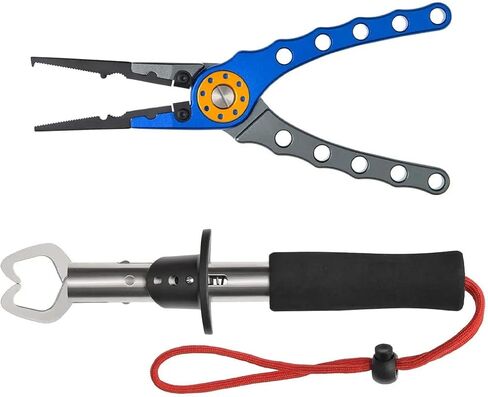 Monoprice Stainless Steel Fishing Pliers, Corrosion Resistant, Multipurpose Fish Pliers, Hook Remover, with Fish Lip Gripper, Lanyard, and Carrying Case - Pure Outdoor Collection in Saudi Arabia