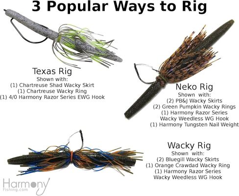 تنانير Wacky - (عبوة من 10 قطع) تنانير مقاس 5 بوصات لـ Texas وNeko وWacky Rigged Senko Worms for Bass [13 لونًا متاحًا] in Saudi Arabia