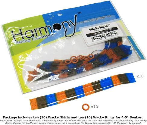 تنانير Wacky - (عبوة من 10 قطع) تنانير مقاس 5 بوصات لـ Texas وNeko وWacky Rigged Senko Worms for Bass [13 لونًا متاحًا] in Saudi Arabia