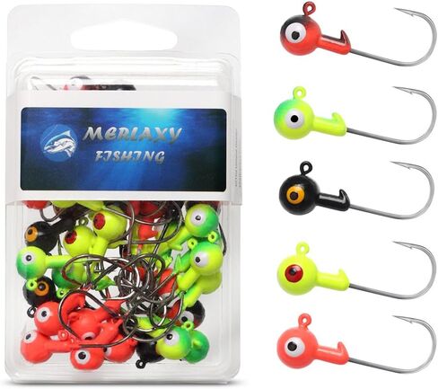 Fishing Lures Jig Heads with Double Eye Ball Head, Sharp Fishing Hooks for Bass Trout Freshwater,Saltwater Multi Pack in Saudi Arabia