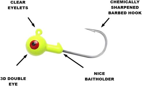 Fishing Lures Jig Heads with Double Eye Ball Head, Sharp Fishing Hooks for Bass Trout Freshwater,Saltwater Multi Pack in Saudi Arabia