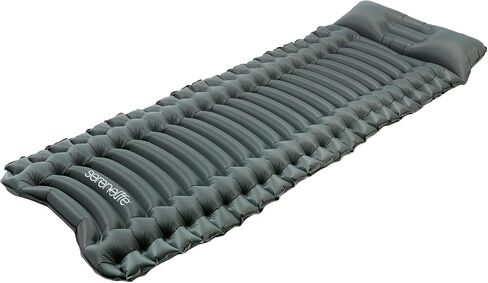 SereneLife Backpacking Air Mattress Sleeping Pad - Waterproof Lightweight Sleep Pad Inflatable Camping Sleeping Mat w/Carrying Bag - for Camping, Backpacking, Hiking, Grey in Saudi Arabia