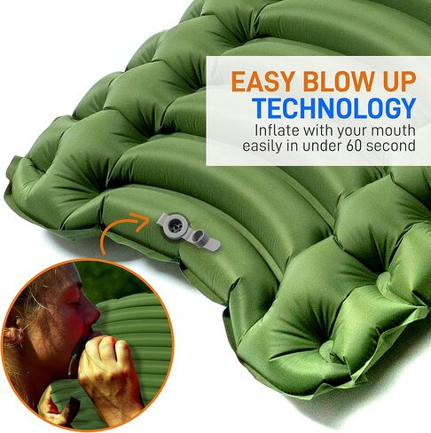 SereneLife Backpacking Air Mattress Sleeping Pad - Waterproof Lightweight Sleep Pad Inflatable Camping Sleeping Mat w/Carrying Bag - for Camping, Backpacking, Hiking, Grey in Saudi Arabia