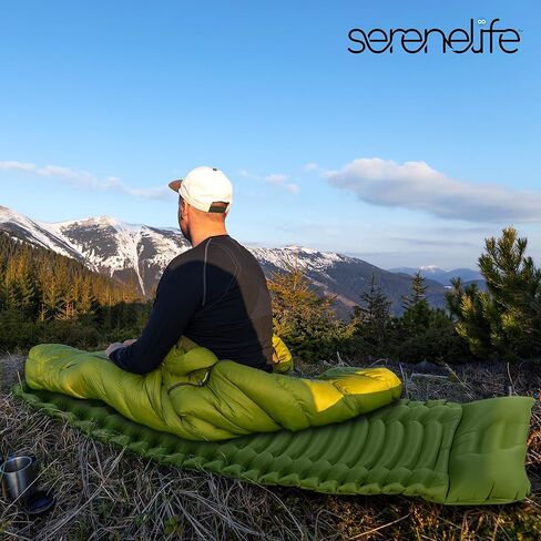 SereneLife Backpacking Air Mattress Sleeping Pad - Waterproof Lightweight Sleep Pad Inflatable Camping Sleeping Mat w/Carrying Bag - for Camping, Backpacking, Hiking, Grey in Saudi Arabia