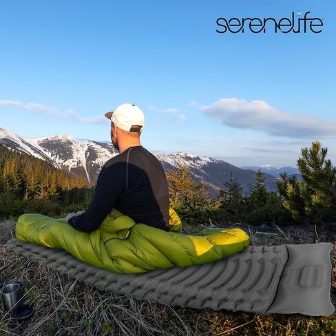 SereneLife Backpacking Air Mattress Sleeping Pad - Waterproof Lightweight Sleep Pad Inflatable Camping Sleeping Mat w/Carrying Bag - for Camping, Backpacking, Hiking, Grey in Saudi Arabia