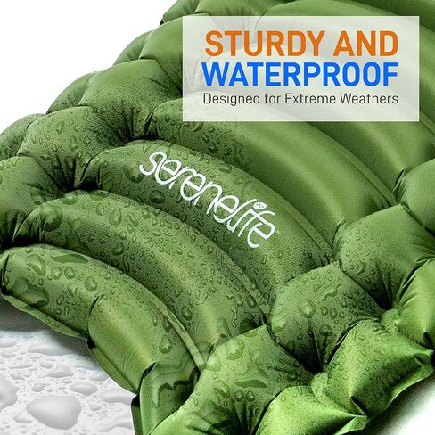 SereneLife Backpacking Air Mattress Sleeping Pad - Waterproof Lightweight Sleep Pad Inflatable Camping Sleeping Mat w/Carrying Bag - for Camping, Backpacking, Hiking, Grey in Saudi Arabia