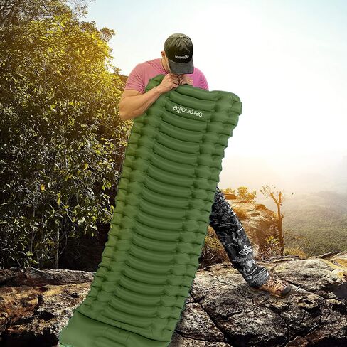 SereneLife Backpacking Air Mattress Sleeping Pad - Waterproof Lightweight Sleep Pad Inflatable Camping Sleeping Mat w/Carrying Bag - for Camping, Backpacking, Hiking, Grey in Saudi Arabia