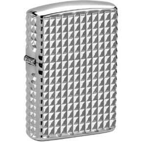 Zippo Lighter: Armor MultiCut Geometric Diamond Design - High Polish Chrome 48880