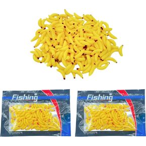 100pcs Soft Maggot Baits - Lifelike Artificial Bread Worms for Freshwater Bass Fishing Lures- Effective Lures for Trout, Lake, and Ice Fishing in Both Saltwater and Freshwate