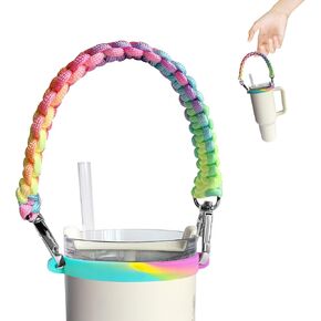 ALOOF Water Bottle Hand Strap for Stanley, Silicone and Paracord Water Bottle Carrier, Sturdy Sling with Strap, Fits Most 8-40oz Water Bottles, Compatible for Stanley Cup Accessories