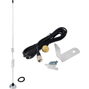 UAYESOK Dual Band NMO Antenna TC-152, VHF UHF 136-174MHZ/400-470MHZ Mobile Radio Antenna with TCJ-N1 NMO Mount, Stainless Steel L-Bracket