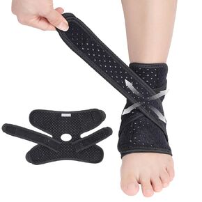Adjustable Ankle Brace Achilles Tendonitis Brace, Gray X-shaped Ankle Support for Men Women, Breathable Ankle Wrap for Achilles Pain, Running, Cycling, Hiking, Sports