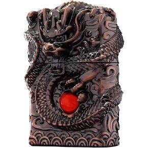 Lighter Dragon Candle Lighters Vintage Portable Antique Lighter Reusable Windproof Soft Flame Trench Lighters for Collection/Decorative/Gift/Present (Black)