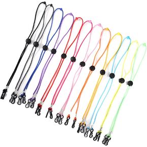 12Pcs Mixed Color Hat Chin Cord with Adjustable Cord Fastener - Unisex Removable Sun Hat Chin Strap with Spring Loaded Stop Cord Lock, Windproof Buckle Retaining Clip